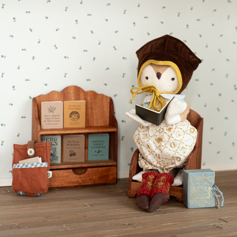 lucy owl reading a book editorial